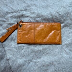 Orange Leather Wristlet